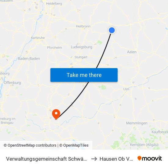 Verwaltungsgemeinschaft Schwäbisch Hall to Hausen Ob Verena map