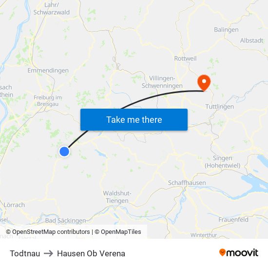 Todtnau to Hausen Ob Verena map