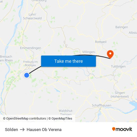 Sölden to Hausen Ob Verena map