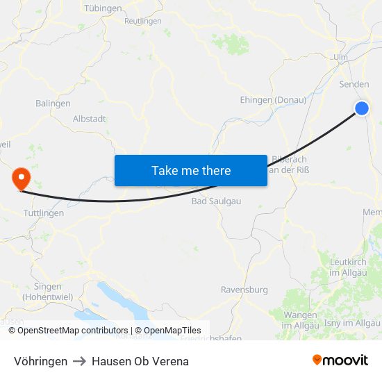 Vöhringen to Hausen Ob Verena map