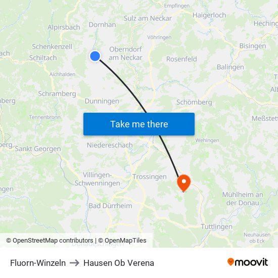 Fluorn-Winzeln to Hausen Ob Verena map