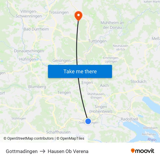 Gottmadingen to Hausen Ob Verena map