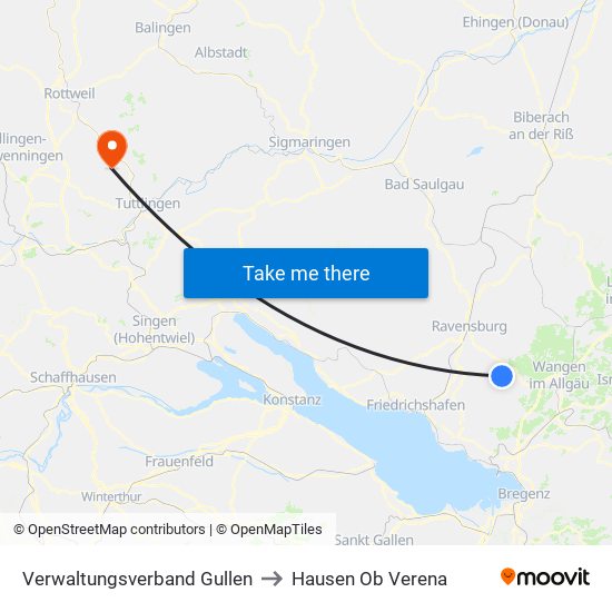 Verwaltungsverband Gullen to Hausen Ob Verena map