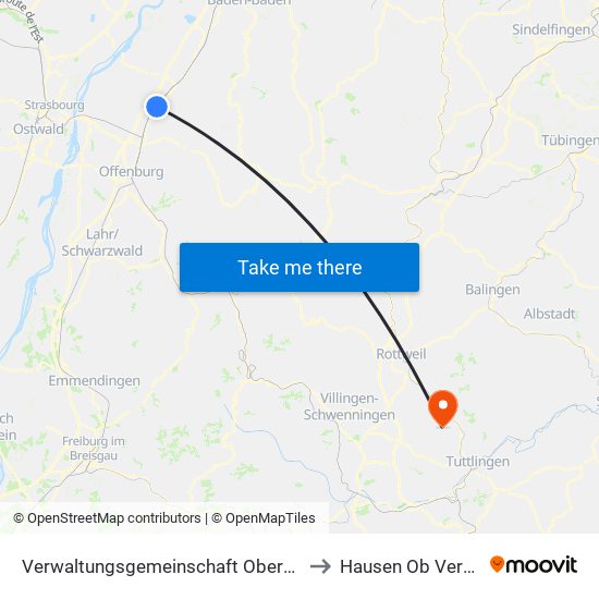 Verwaltungsgemeinschaft Oberkirch to Hausen Ob Verena map