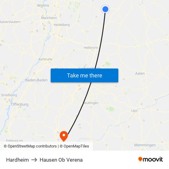 Hardheim to Hausen Ob Verena map