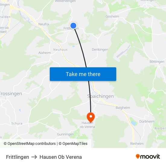 Frittlingen to Hausen Ob Verena map