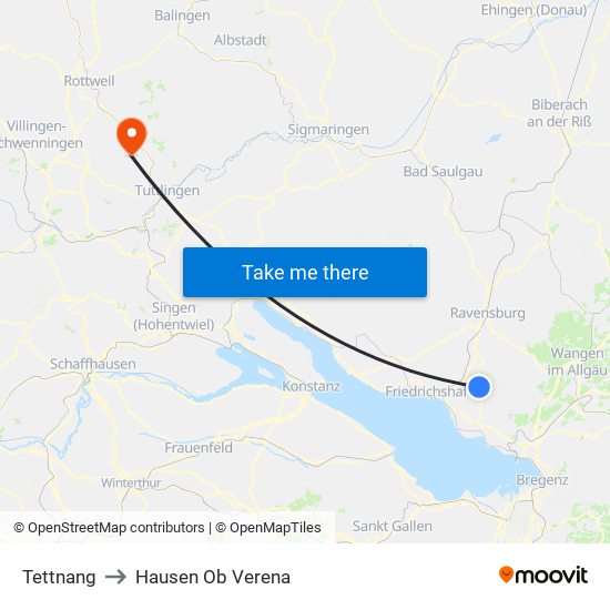 Tettnang to Hausen Ob Verena map