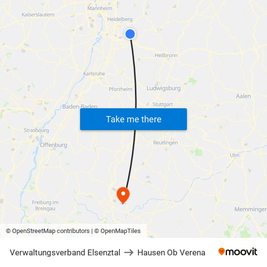 Verwaltungsverband Elsenztal to Hausen Ob Verena map