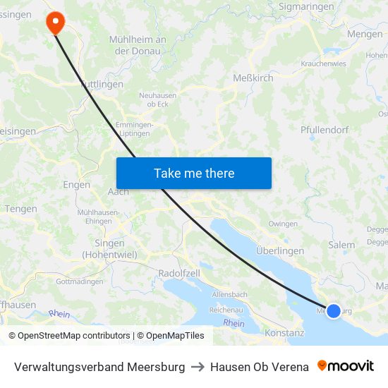 Verwaltungsverband Meersburg to Hausen Ob Verena map