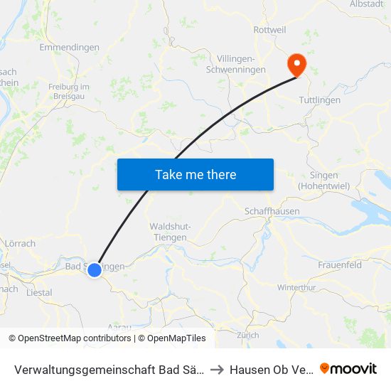 Verwaltungsgemeinschaft Bad Säckingen to Hausen Ob Verena map