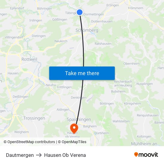 Dautmergen to Hausen Ob Verena map