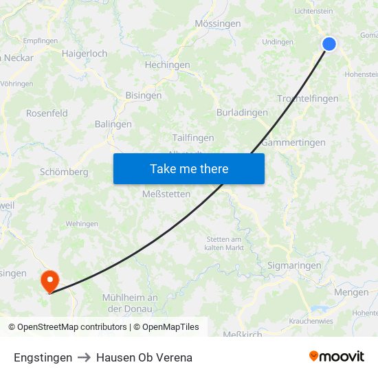 Engstingen to Hausen Ob Verena map