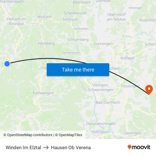 Winden Im Elztal to Hausen Ob Verena map