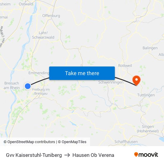 Gvv Kaiserstuhl-Tuniberg to Hausen Ob Verena map
