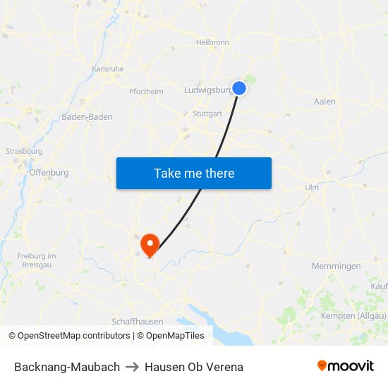 Backnang-Maubach to Hausen Ob Verena map