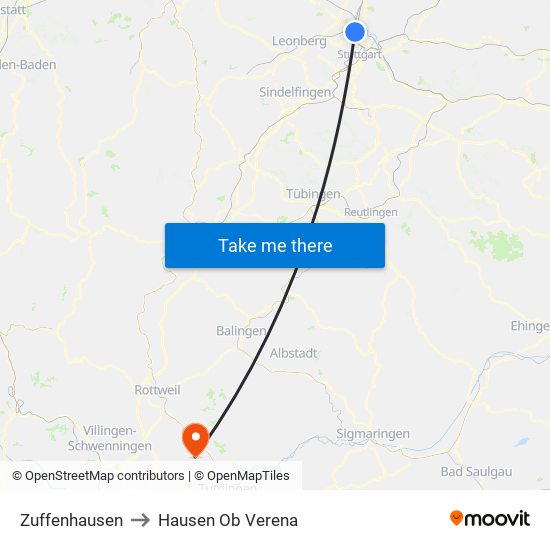 Zuffenhausen to Hausen Ob Verena map
