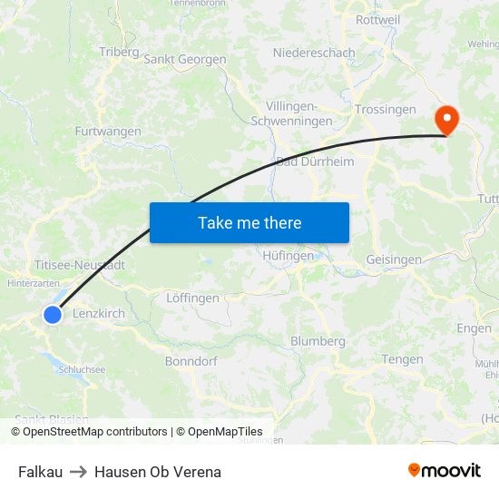 Falkau to Hausen Ob Verena map