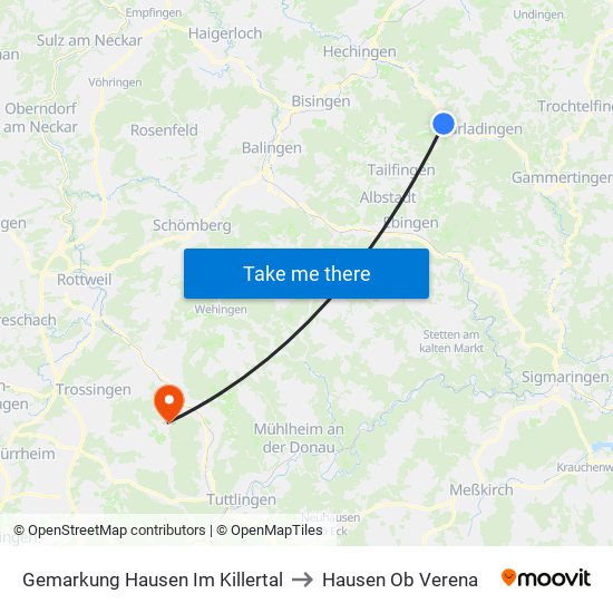 Gemarkung Hausen Im Killertal to Hausen Ob Verena map