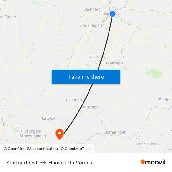 Stuttgart-Ost to Hausen Ob Verena map