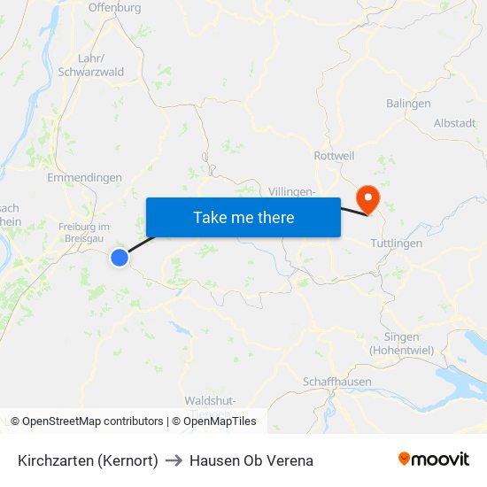 Kirchzarten (Kernort) to Hausen Ob Verena map