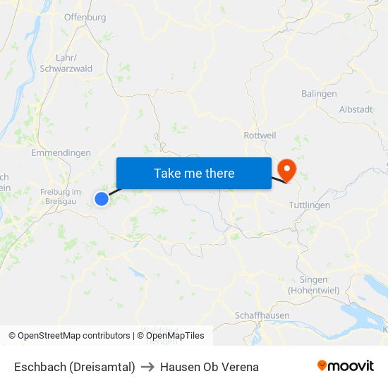 Eschbach (Dreisamtal) to Hausen Ob Verena map