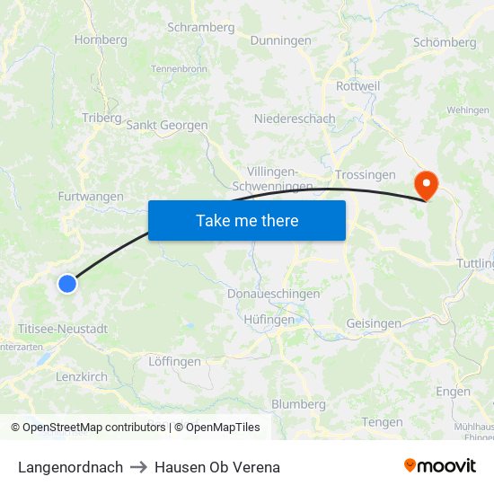 Langenordnach to Hausen Ob Verena map