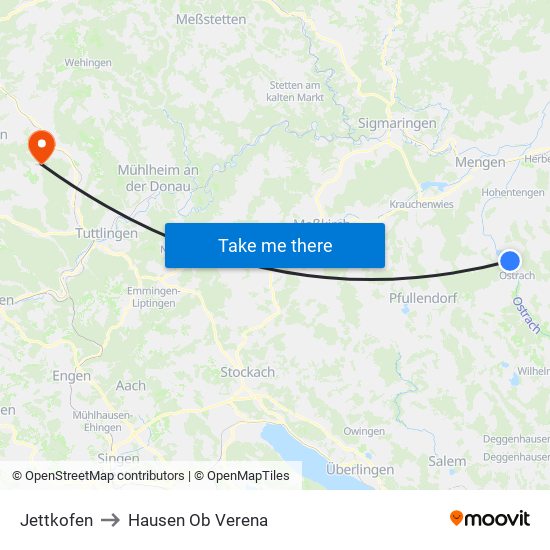 Jettkofen to Hausen Ob Verena map