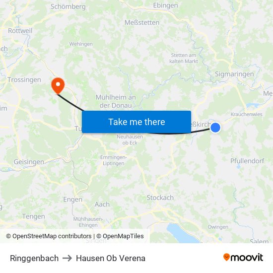 Ringgenbach to Hausen Ob Verena map