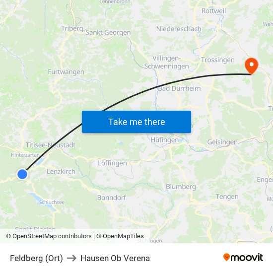 Feldberg (Ort) to Hausen Ob Verena map
