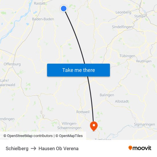 Schielberg to Hausen Ob Verena map