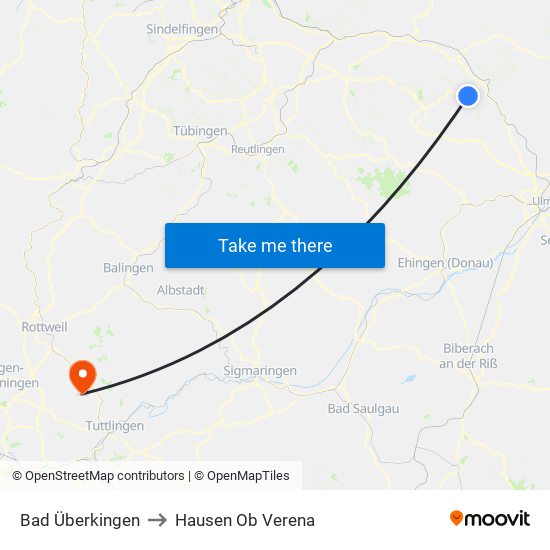 Bad Überkingen to Hausen Ob Verena map