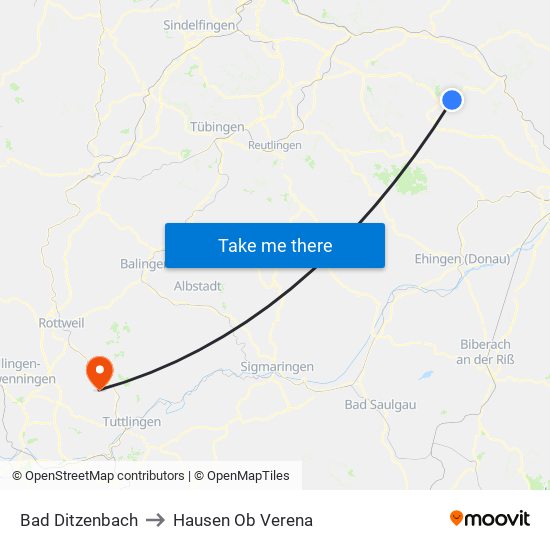 Bad Ditzenbach to Hausen Ob Verena map