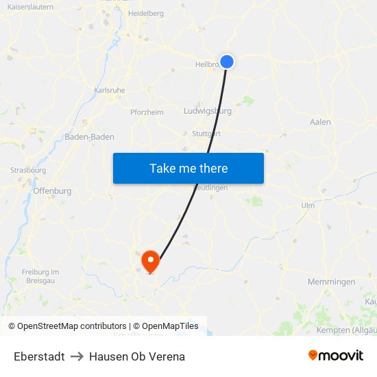 Eberstadt to Hausen Ob Verena map