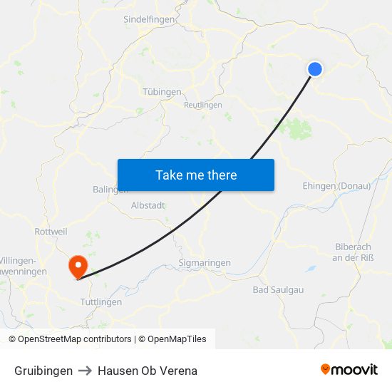 Gruibingen to Hausen Ob Verena map