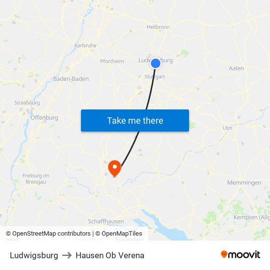 Ludwigsburg to Hausen Ob Verena map