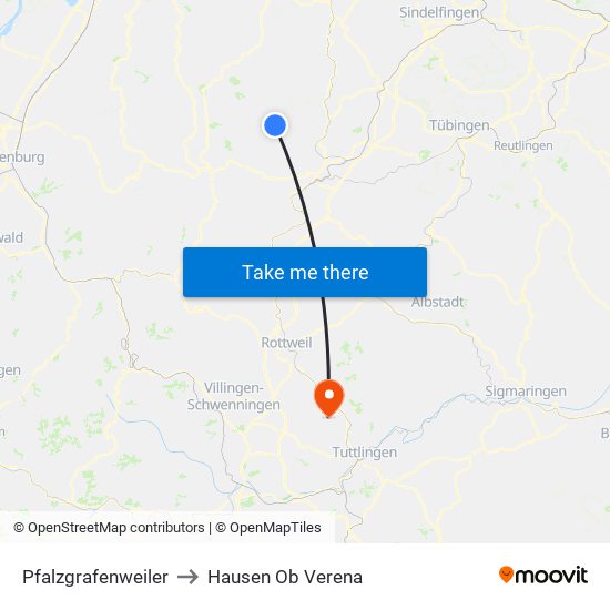 Pfalzgrafenweiler to Hausen Ob Verena map