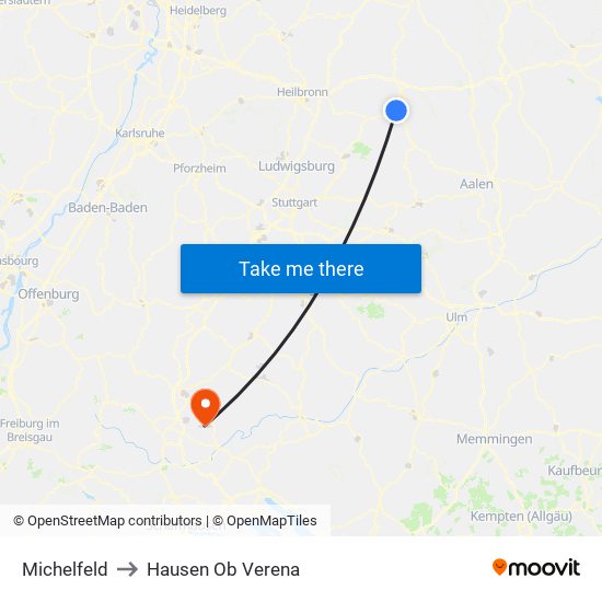 Michelfeld to Hausen Ob Verena map