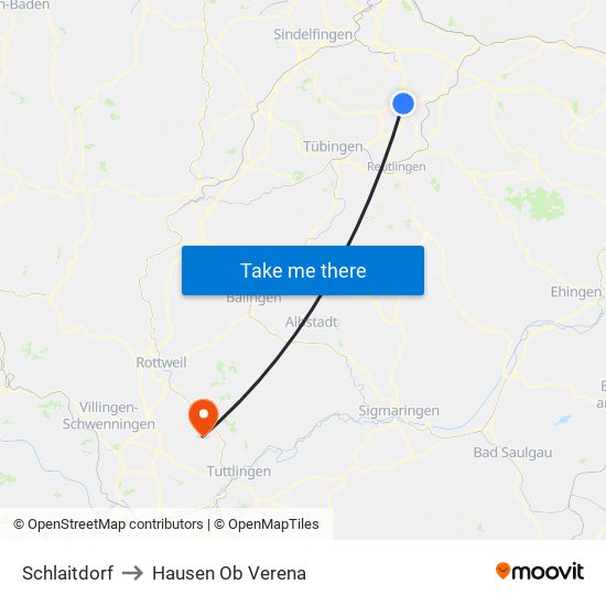 Schlaitdorf to Hausen Ob Verena map