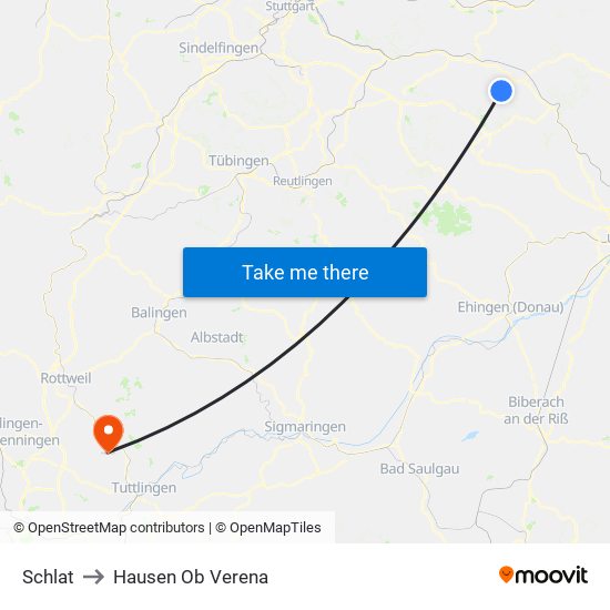 Schlat to Hausen Ob Verena map