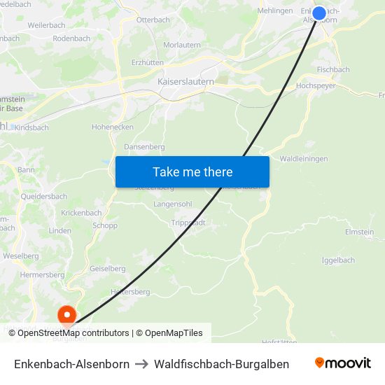 Enkenbach-Alsenborn to Waldfischbach-Burgalben map