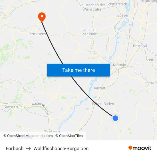 Forbach to Waldfischbach-Burgalben map