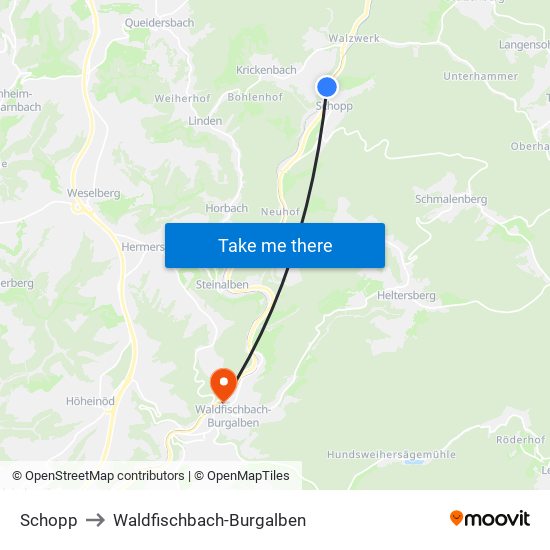 Schopp to Waldfischbach-Burgalben map