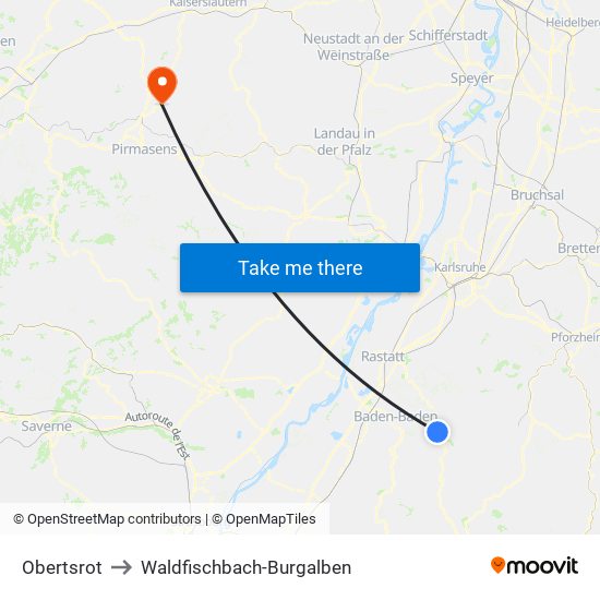 Obertsrot to Waldfischbach-Burgalben map