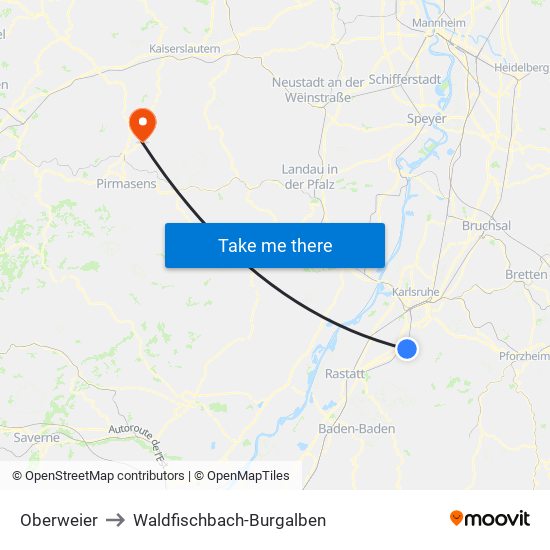 Oberweier to Waldfischbach-Burgalben map