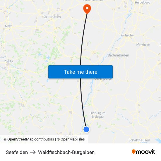 Seefelden to Waldfischbach-Burgalben map