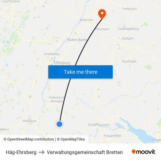 Häg-Ehrsberg to Verwaltungsgemeinschaft Bretten map