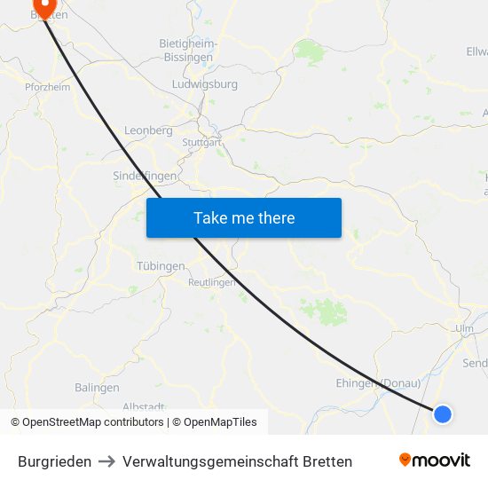 Burgrieden to Verwaltungsgemeinschaft Bretten map