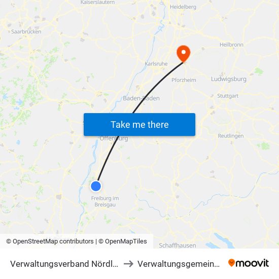 Verwaltungsverband Nördlicher Kaiserstuhl to Verwaltungsgemeinschaft Bretten map