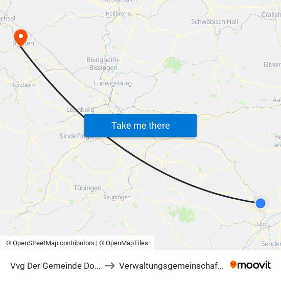 Vvg Der Gemeinde Dornstadt to Verwaltungsgemeinschaft Bretten map