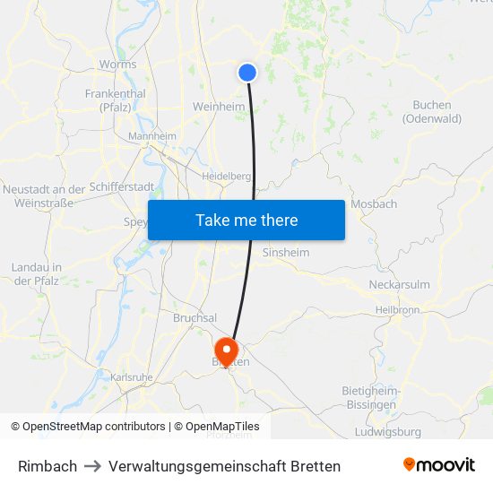 Rimbach to Verwaltungsgemeinschaft Bretten map